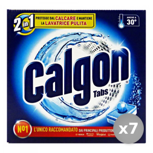 Set 7 CALGON Anticalcare x 15 Pastiglie Detergenti Casa