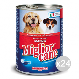 Set 24 MIGLIOR CANE Barattolo 405 gr Umido Bocconcini Manzo Cibo Per Cani