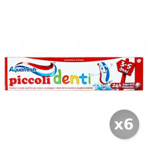 Set 6 AQUAFRESH Dentifricio Piccoli Denti 3-5 Anni 50 ml Prodotti per il Viso