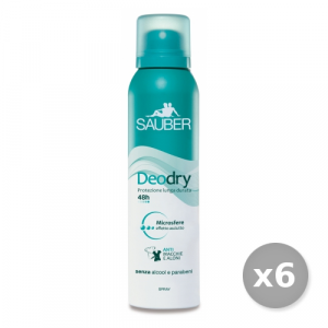 Set 6 SAUBER Deodorante Spray DEODRY 100 ml Cura del corpo