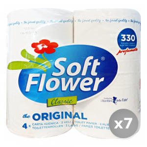 Set 7 SOFT FLOWER x 4 Compatta Profumata Carta Igienica Accessori per il Bagno
