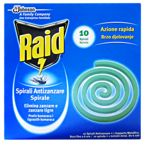 RAID Spirali 10 Pezzi Zanzare Insetticida Repellente