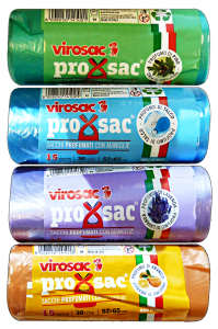 VIROSAC Sacchi Immondizia 52x65 Profumati 15 Pezzi Con Maniglie