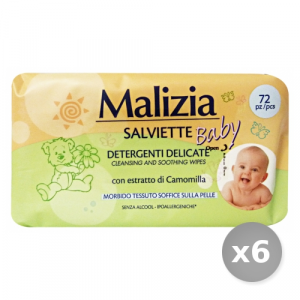 Set 6 MALIZIA Salviette Baby x 72 Pezzi Linea Bimbo