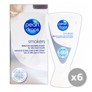 Set 6 PEARL DROPS Dentifricio Sbiancante Smokers 50 ml Cura E Igiene Dentale