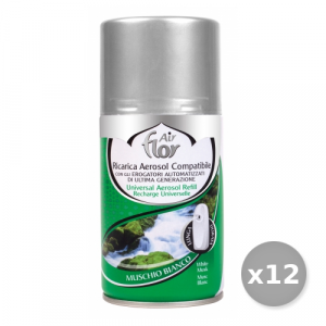 Set 12 AIR FLOR Ricarica 250 ml Muschio Bianco Deodorante Profumatore Ambiente