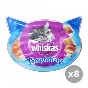 WHISKAS Set 8 WHISKAS Biscotti Temptation Salmone 60 gr - Cibo Per gatti