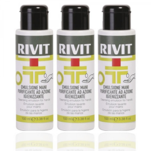 RIVIT Emulsione Mani Purificante Azione Igienizzante - Gel 100ML Confezione da 3