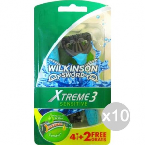 Set 10 WILKINSON Xtreme 3 Verde 4+2 Sensitive Rasoio Rasatura Viso E Corpo