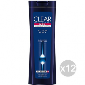 Set 12 CLEAR Shampoo Antiforfora Action 2In1 Normali Ml250 Cura Dei Capelli