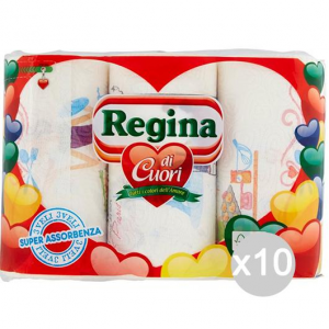 Set 10 REGINA Asciugatutto Di Cuori X 3 Rotoli Accessorio Per La Cucina E La Tavola