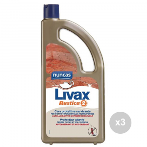 Set 3 LIVAX Livax cera 2 rustica autolucidante l.1 prodotto per la pulizia della casa
