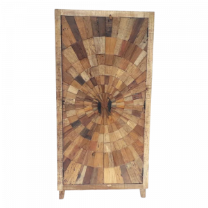Credenza alta / Armadio in legno di mango con ante mosaico in legno di teak recuperato #1013IN2300