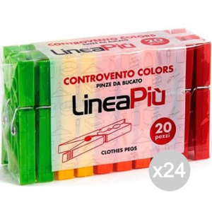 Set 24 Molle Pinza Controvento Color X20 0389C Bucato Detersivo Lavatrice E Bucato