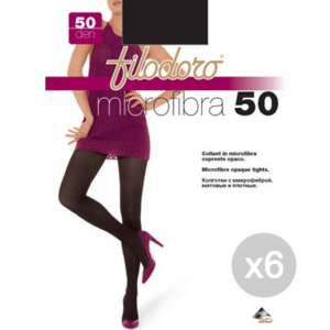 Set 6 FILODORO Micro Fibra 50 Tg 3M Nero Calze Collant Da Donna Abbigliamento