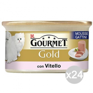 Set 24 PURINA Gourmet Gold Mousse Vitello Kitten Gr 85 Cibo Per Gatti