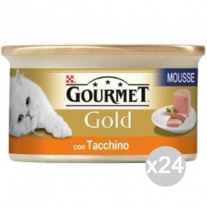 Set 24 PURINA Gourmet Gold Mousse Tacchino Gr 85 Cibo Per Gatti