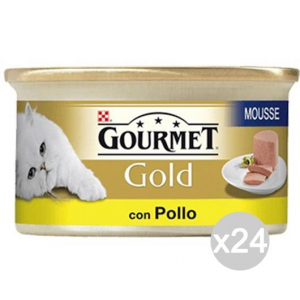 Set 24 PURINA Gourmet Gold Mousse Pollo Delicato Gr 85 Cibo Per Gatti
