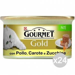 Set 24 PURINA Gourmet Gold Pate' Pollo Carote Zucch Gr.85 Cibo Per Gatti