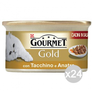 Set 24 PURINA Gourmet Gold Dadini Tacchino Anatra Gr 85 Cibo Per Gatti