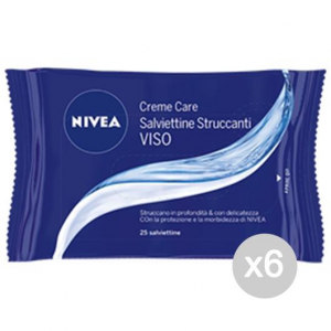 Set 6 NIVEA Salviette Struccanti Care X 25 Make-Up E Cosmetica