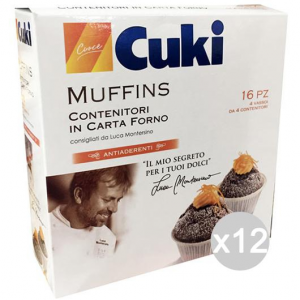 Set 12 CUKI Muffin Contenitori Carta Da Forno 16Pezzi New Accessorio Per Pasticceria
