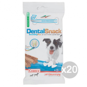 Set 20 CRANCY Cane Dental Snack Medio-Grande 180 Gr Alimento Per Cani
