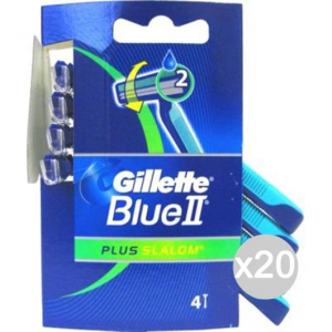 Set 20 GILLETTE Blue 2 Slalom Plus X 4 Radi Getta Rasoio Rasatura Viso E Corpo