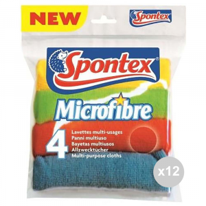 Set 12 SPONTEX 4panni microfibra multiuso prodotto per la pulizia della casa