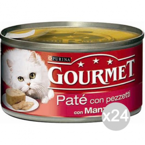 Set 24 PURINA Gourmet Lattine Manzo Fegat Gr 195 Fettine Cibo Per Gatti