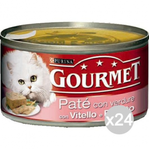 Set 24 PURINA Gourmet Lattine Vitello Prosc/Form.195 Pate' Cibo Per Gatti