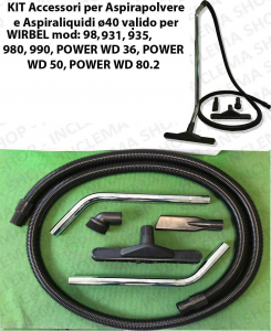 Accessories kit for vacuum cleaner ø40 valid for WIRBEL 98, 931, 935, 980, 990, POWER WD 36, POWER WD 50, POWER WD 80.2