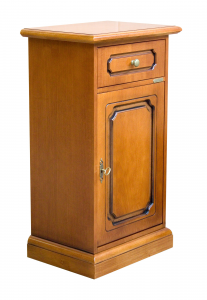 Porta telefono in legno con cassetto e anta, stile classico