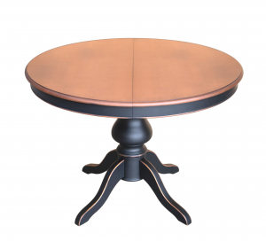Table à manger ronde 120 cm - Bicolore noir et merisier mat