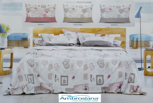 AMBROSIANA Quick. Completo letto, Lenzuola 100% Cotone - POSTCARD. Made in Italy