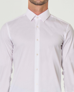 Camicia bianca Hank in popeline di cotone stretch con colletto Kent
