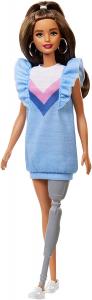 Barbie Fashionistas Bambola con Cappelli Castani e Protesi alla Gamba con Accessori Giocattolo per Bambini 3+ Anni FXL54