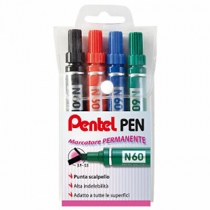Astuccio Marcatore Pentel Pen N60 4 Colori P.Scalpello