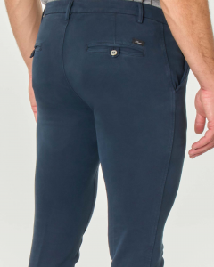 Pantalone chino Levanto blu in jersey di cotone stretch