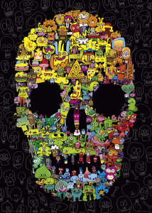 Heye 29850-Pens are my friends puzzle 1000 pz Doodle  Skull
