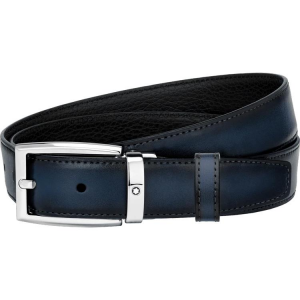 Cintura Montblanc reversibile in pelle nera/blu 30 mm