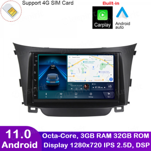 ANDROID autoradio navigatore per Hyundai I30 Elantra GT 2012-2018 CarPlay Android Auto GPS USB WI-FI Bluetooth 4G LTE