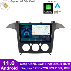 ANDROID autoradio navigatore per Ford S-Max Ford Galaxy 2006-2013 Manual CarPlay Android Auto GPS USB WI-FI Bluetooth 4G LTE