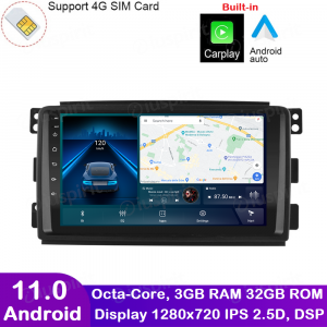 ANDROID autoradio navigatore per Smart Fortwo W451 2006-2010 CarPlay Android Auto GPS USB WI-FI Bluetooth 4G LTE