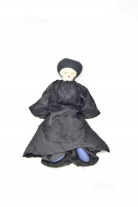 Bambola Pierrot In Stoffa Nera Vintage Che Piange
