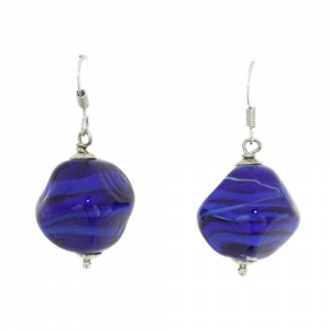 Handmade earrings in Murano glass STONE blue