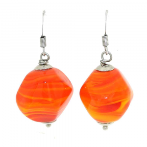 Handmade earrings in Murano glass STONE orange
