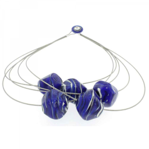Handcrafted design necklace in Murano glass STONE5 blue
