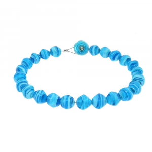 Collana artigianale perle in vetro di Murano originale STONE azzurro