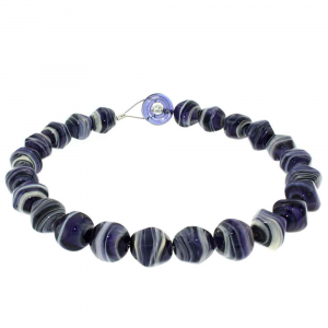 Handcrafted design necklace in Murano glass STONE purple